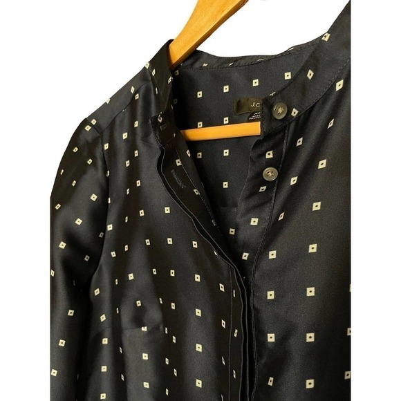 J Crew Drapey In Ratti Blue Red Geometric Print Long Sleeve High Low Tunic XXS - Picture 8 of 12